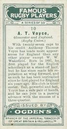 1926 Ogden’s Famous Rugby Players #10 Tom Voyce Back